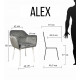 Крісло обіднє для вітальні, кафе, ресторану Impulse Alex велюр сірий