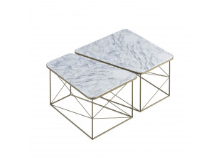 Комплект журнальних столів PART marble білий мармур/сіро-жовтий металік