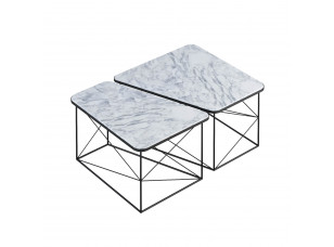 Комплект журнальних столів PART marble білий мармур/чорний каркас