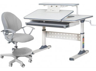 Комплект Ergokids стіл TH-320 Grey + крісло Evo-kids Mio-G Білий / Сірий (TH-320 W/G + Y-407 G)