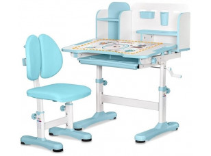 Комплект меблів Evo-Kids BD-28 Panda Стіл + стілець + полиця Blue (BD-28 BL)