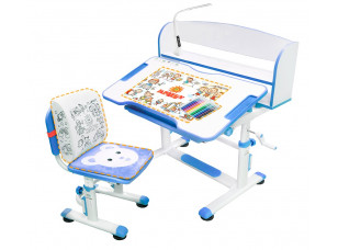 Комплект Evo-kids BD-10 BL з лампою стільниця біла, колір пластику блакитний