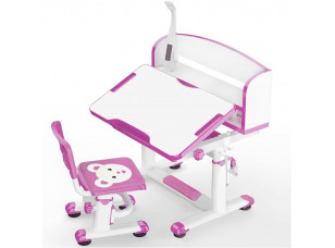 Комплект Evo-kids BD-10 PN з лампою стільниця біла, колір пластику рожевий