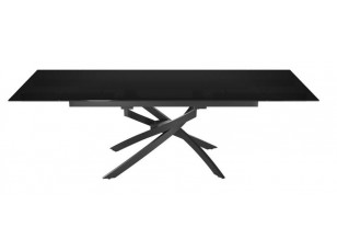 Стол обеденный LINCOLN (160/240*90*75cmH стекло) дымка глянец black