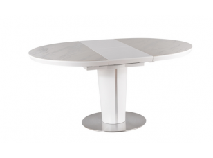 Стіл обідній Orbit Ceramic (1200-1600) білий матовий з ефектом мармуру