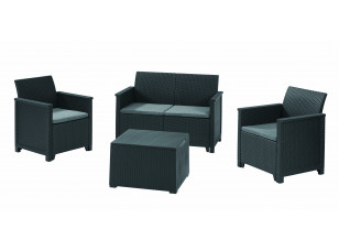 Набір меблів Emma 2 seater set, стіл-скриня, сірий